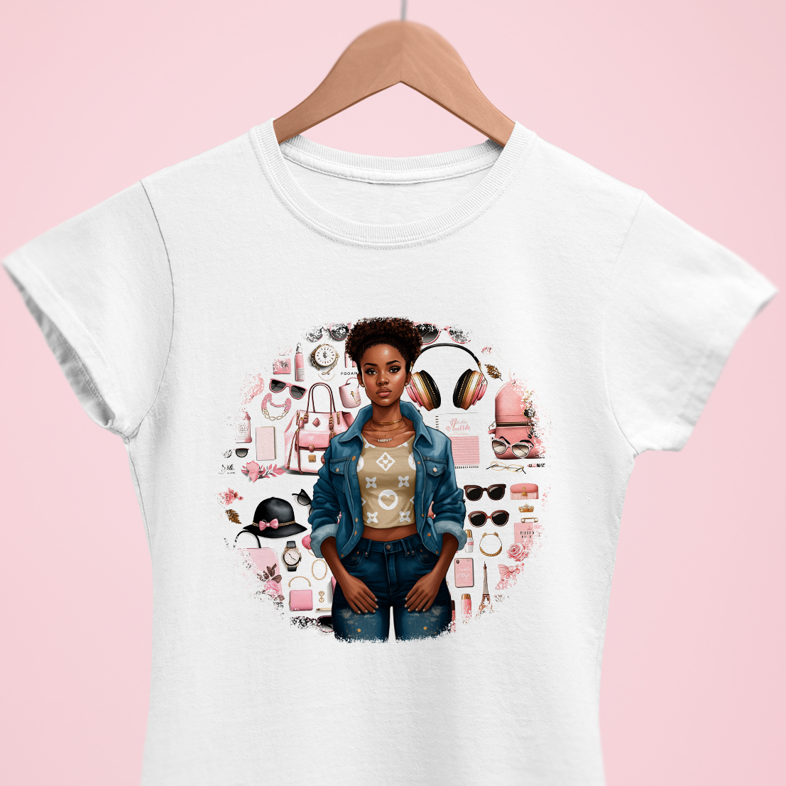Fashion Black Girl – Milan Templates – Rose avatar t-shirt mkp