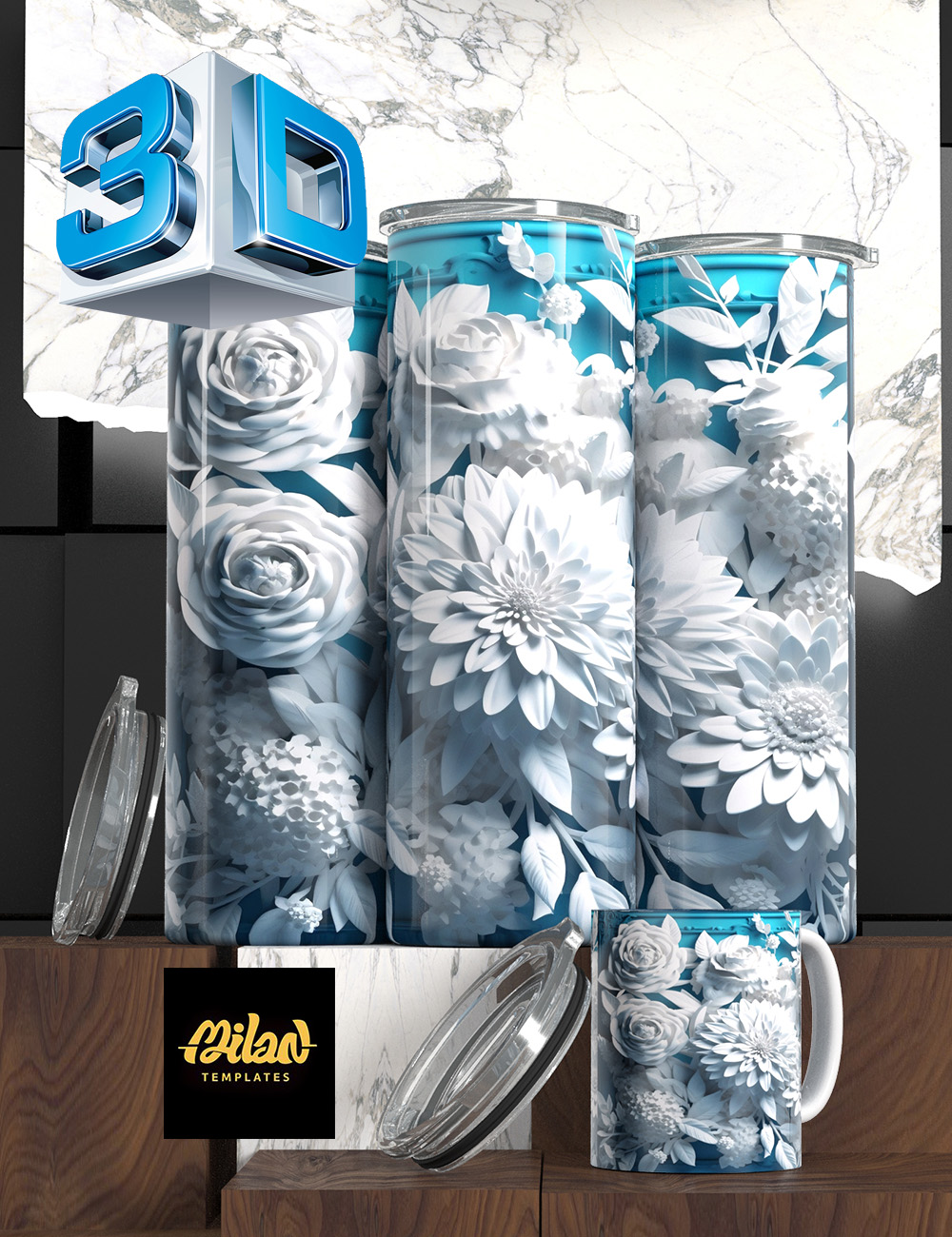 Flowers white and blue – Milan Templates – 03 – mkp