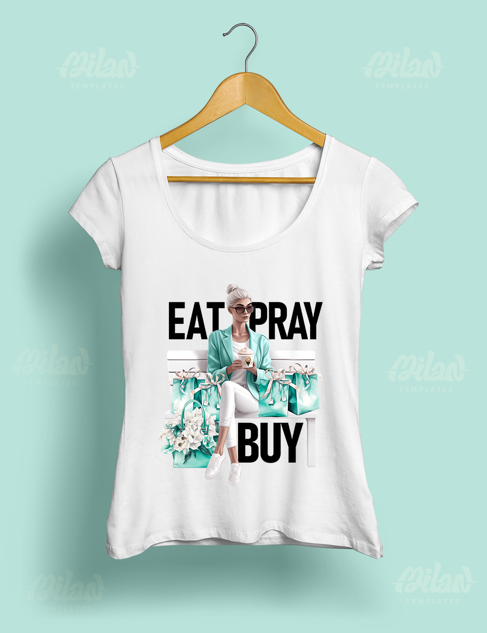 EAT PRAY BUY – Milan Templates – white background – mkp