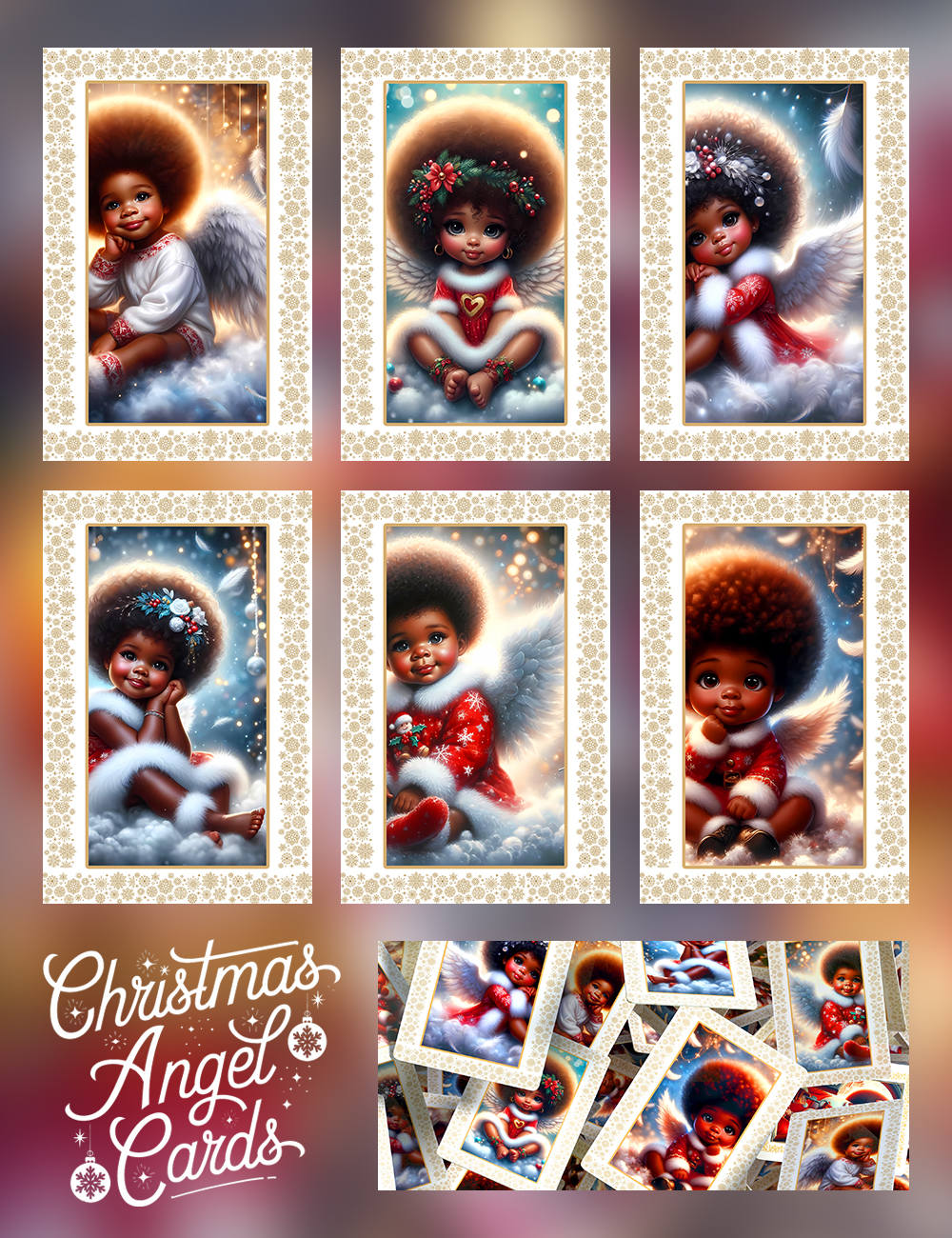 Christmas – Angels – Cards – Milan Templates 01 – Black